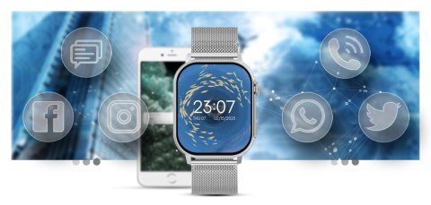 Smartwatch Gravity GT15-9 Czarny + Srebrna Bransoleta Mesh