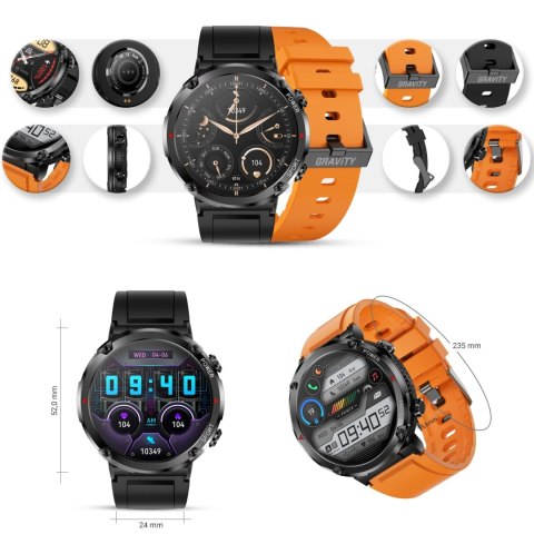 Smartwatch Gravity GT21-2 z dodatkowym paskiem pomarańczowym