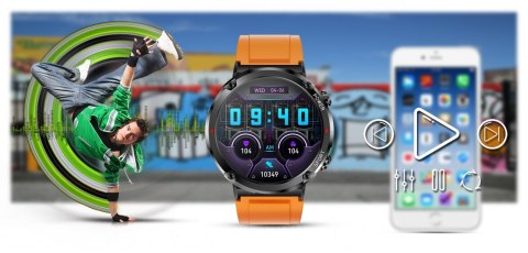 Smartwatch Gravity GT21-2 z dodatkowym paskiem pomarańczowym