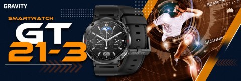 Smartwatch Gravity GT21-3 z paskiem eko skóra i silikonowym