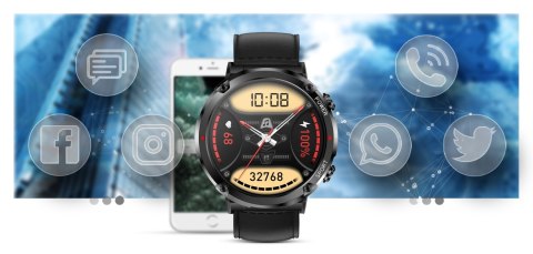 Smartwatch Gravity GT21-3 z paskiem eko skóra i silikonowym