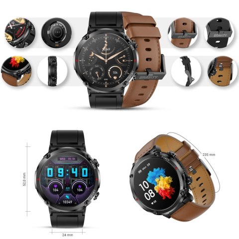 Smartwatch Gravity GT21-4 Brązowa Eko Skóra + Pasek Silikonowy