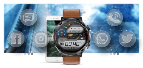 Smartwatch Gravity GT21-4 Brązowa Eko Skóra + Pasek Silikonowy