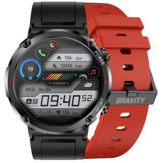 Smartwatch Gravity GT21-6 z paskiem czarnym i czerwonym