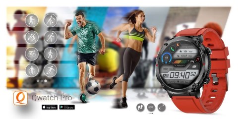 Smartwatch Gravity GT21-6 z paskiem czarnym i czerwonym