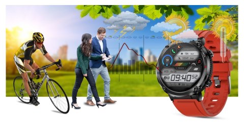 Smartwatch Gravity GT21-6 z paskiem czarnym i czerwonym