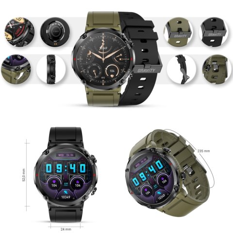 Smartwatch Gravity GT21-7 z dwoma paskami silikonowymi