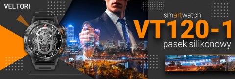 Smartwatch Veltori VT120-1 IPS 1,39" - Czarny Silikonowy Pasek