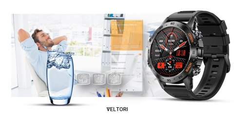 Smartwatch Veltori VT120-1 IPS 1,39" - Czarny Silikonowy Pasek