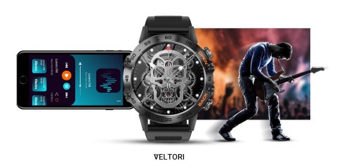 Smartwatch Veltori VT120-1 IPS 1,39" - Czarny Silikonowy Pasek