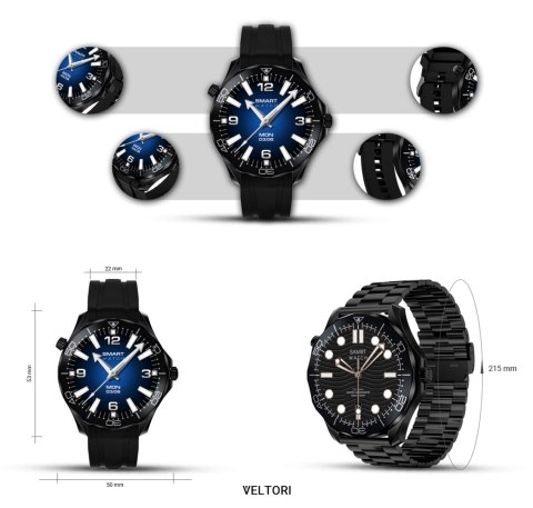 Zestaw Smartwatch Veltori VT150-1: Pasek Silikon + Bransoleta