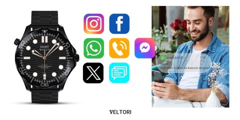 Zestaw Smartwatch Veltori VT150-1: Pasek Silikon + Bransoleta