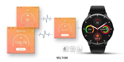 Smartwatch Veltori VT160-1 z Ekranem 1,53 cala - Czarny