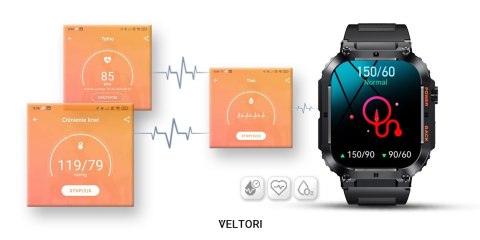 Smartwatch Veltori VT200-1 z Dużym Ekranem 1,96 cala