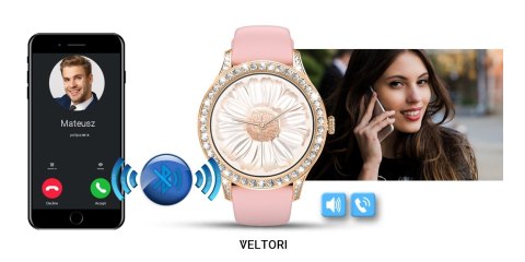 Smartwatch Damski VELTORI VT360-1 Różowy Pasek Silikonowy