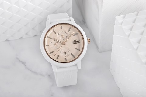 Damski zegarek Lacoste 12.12 Multi - biały ze złotem