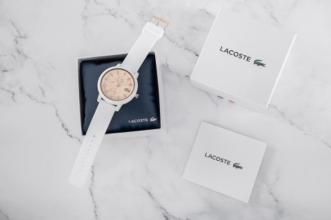Damski zegarek Lacoste 12.12 Multi - biały ze złotem
