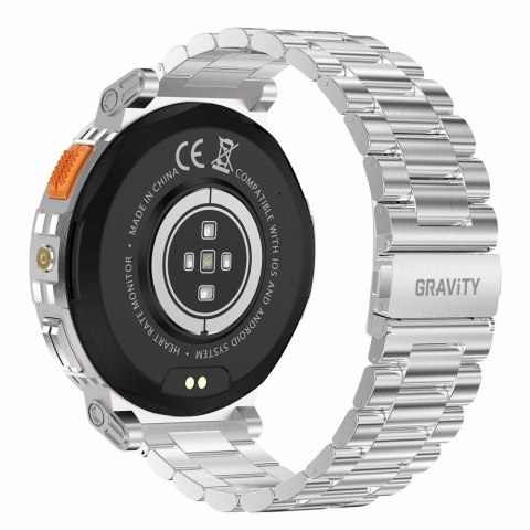 Smartwatch Gravity GT23-2: Srebrna elegancja w zestawie