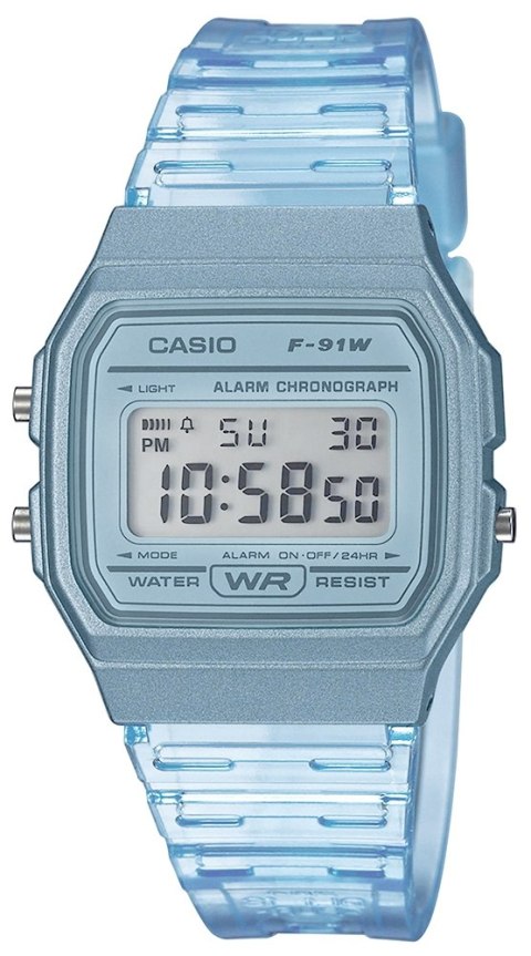 Zegarek Casio F-91WS-2DF Niebieski Przeźroczysty + BOX
