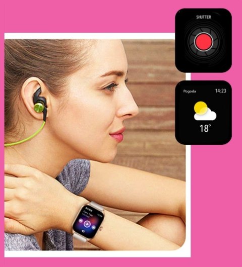 Smartwatch Damski Rubicon RNCF03-5 Różowe Złoto + Pasek