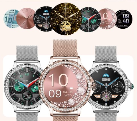 Smartwatch Damski Rubicon RNCF19-1 Srebrny Bransoleta + Pasek