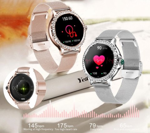 Smartwatch Damski Rubicon RNCF19-1 Srebrny Bransoleta + Pasek