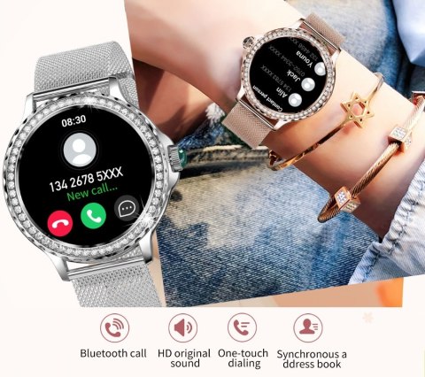 Smartwatch Damski Rubicon RNCF19-1 Srebrny Bransoleta + Pasek