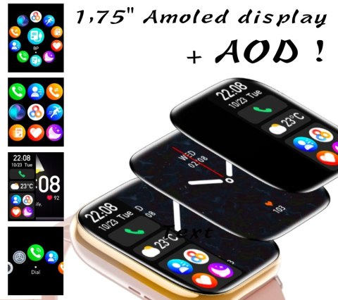 Smartwatch Damski Rubicon RNCF31 Rose Gold + 2 Paski
