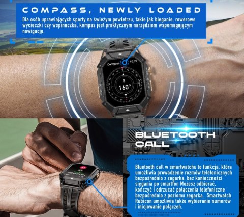 Smartwatch Męski Rubicon RNCF24 Grey Pomarańczowe Akcenty