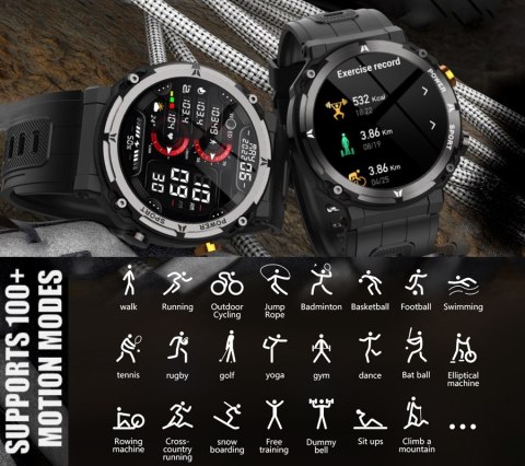 Smartwatch Męski Rubicon RNCF25 Black Bluetooth Call