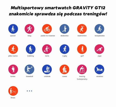 Smartwatch damski Gravity GT12-1 - czarny z bransoletą i paskiem