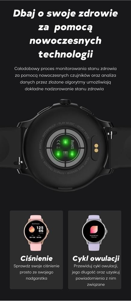 Smartwatch damski Gravity GT12-2 - granatowy z bransoletą