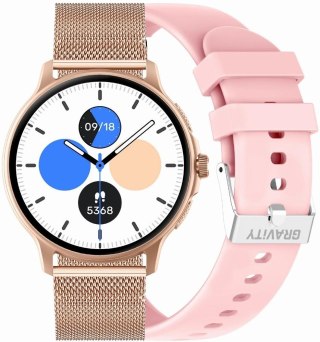 Smartwatch damski Gravity GT12-3 - różowe złoto i pudrowy róż
