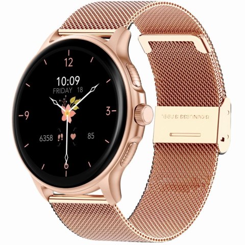 Smartwatch damski Gravity GT12-3 - różowe złoto i pudrowy róż