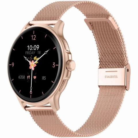 Smartwatch damski Gravity GT12-3 - różowe złoto i pudrowy róż