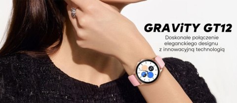 Smartwatch damski Gravity GT12-3 - różowe złoto i pudrowy róż