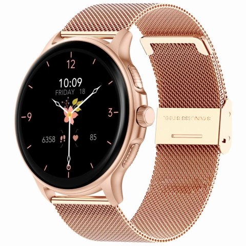 Smartwatch damski Gravity GT12-4 - czarny pasek i bransoleta Rose Gold