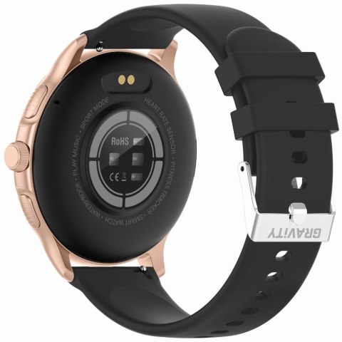 Smartwatch damski Gravity GT12-4 - czarny pasek i bransoleta Rose Gold