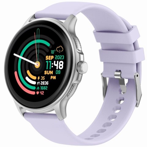 Smartwatch Damski Gravity GT12-6 Fioletowy ze Srebrną Bransoletą
