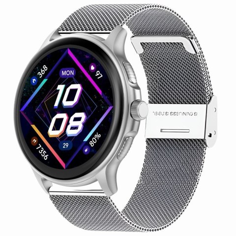 Smartwatch Damski Gravity GT12-6 Fioletowy ze Srebrną Bransoletą