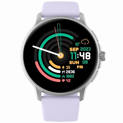 Smartwatch Damski Gravity GT12-6 Fioletowy ze Srebrną Bransoletą