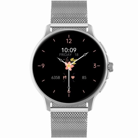 Smartwatch Damski Gravity GT12-6 Fioletowy ze Srebrną Bransoletą