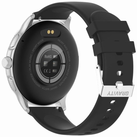 Smartwatch Damski Gravity GT12-7 Czarny + Srebrna Bransoleta