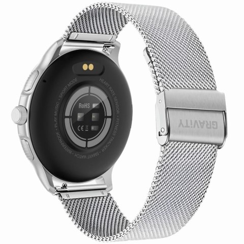 Smartwatch Damski Gravity GT12-7 Czarny + Srebrna Bransoleta