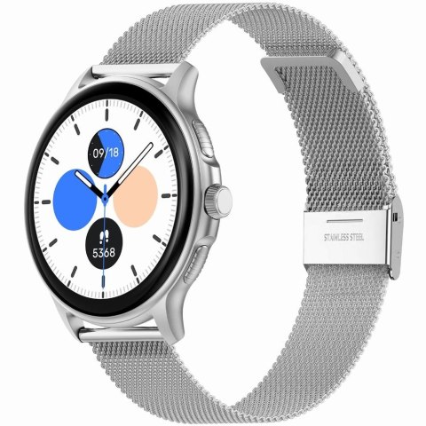 Smartwatch Damski Gravity GT12-8 Biały ze Srebrną Bransoletą