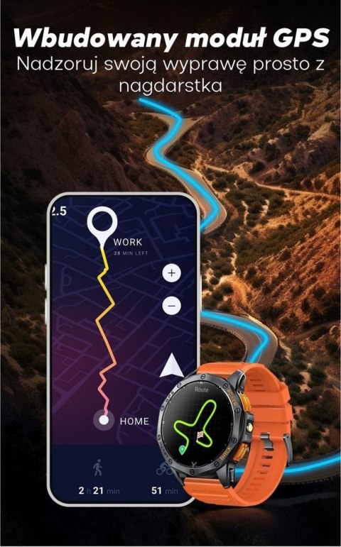 Smartwatch Gravity GT24-2 GPS AMOLED (Czarny + Biały Pasek)
