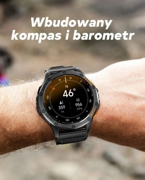 Smartwatch Gravity GT24-2 GPS AMOLED (Czarny + Biały Pasek)