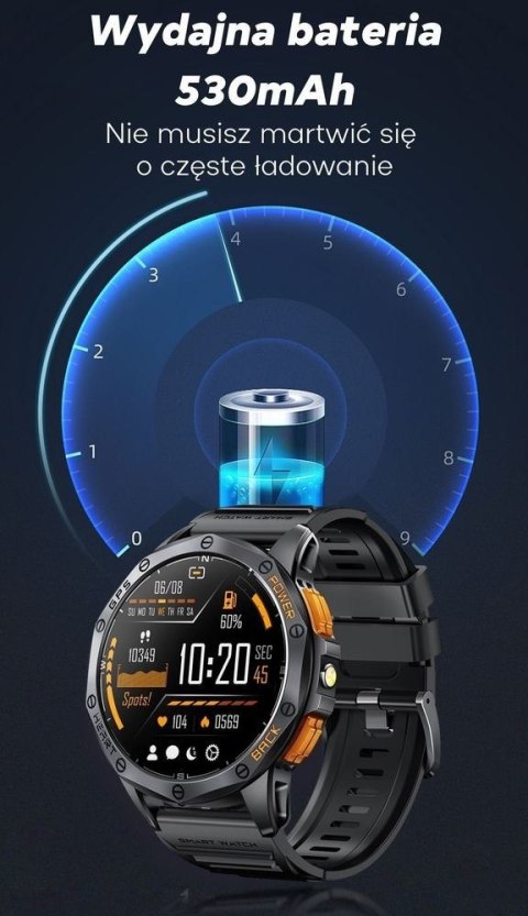 Smartwatch Gravity GT24-2 GPS AMOLED (Czarny + Biały Pasek)