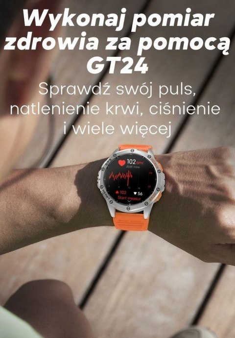Smartwatch Gravity GT24-2 GPS AMOLED (Czarny + Biały Pasek)