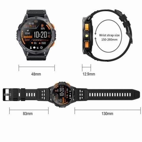 Smartwatch Gravity GT24-2 GPS AMOLED (Czarny + Biały Pasek)